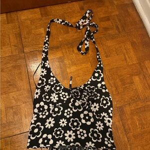 Hollister Black and White Floral Halter Camisole